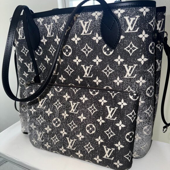 Louis Vuitton Monogram Jacquard Denim Neverfull MM w/ Pouch - Picture 1 of 14